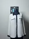 White and Black Button Down Blouse