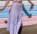 Purple Gingham Maxi Skirt