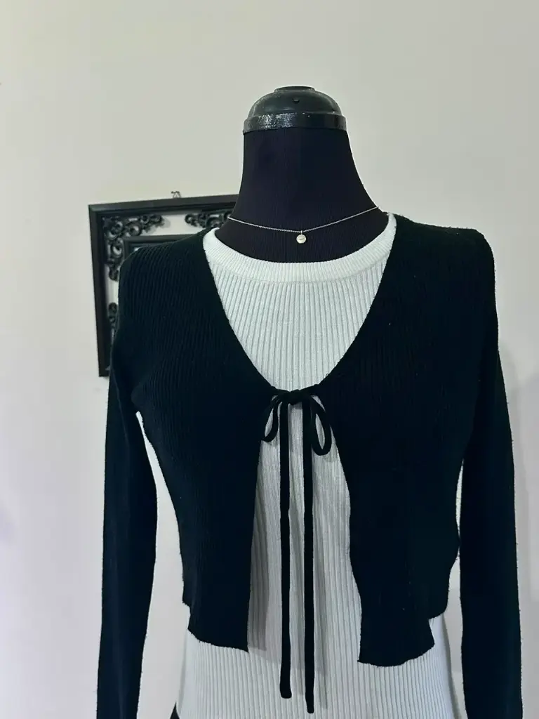 Black Front Bow Cardigan 