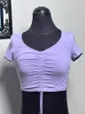 Lavender Drawstring Ruched Front Accent Top