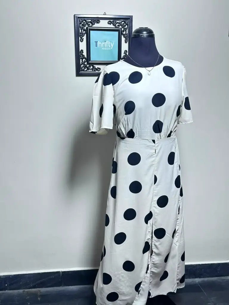 White and Black PolkaDot Dress