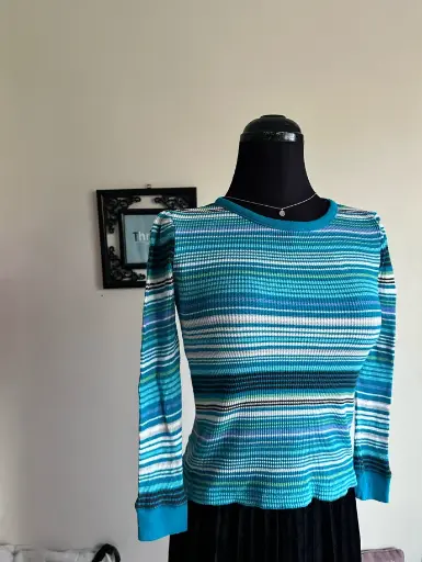 Blue Rainbow Ribbed Top