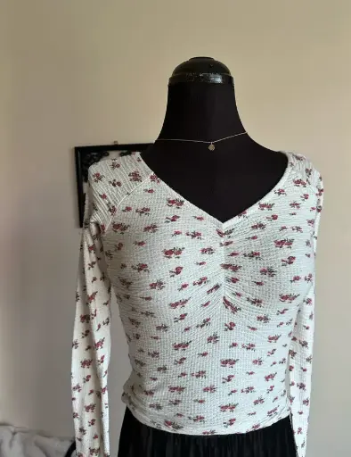 Floral White and red Cherry Blouse