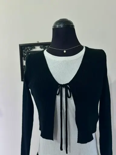 Black Front Bow Cardigan 