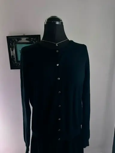 Black Cardigan with Silver Buttons