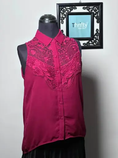 Burgundy Sleeveless Blouse 